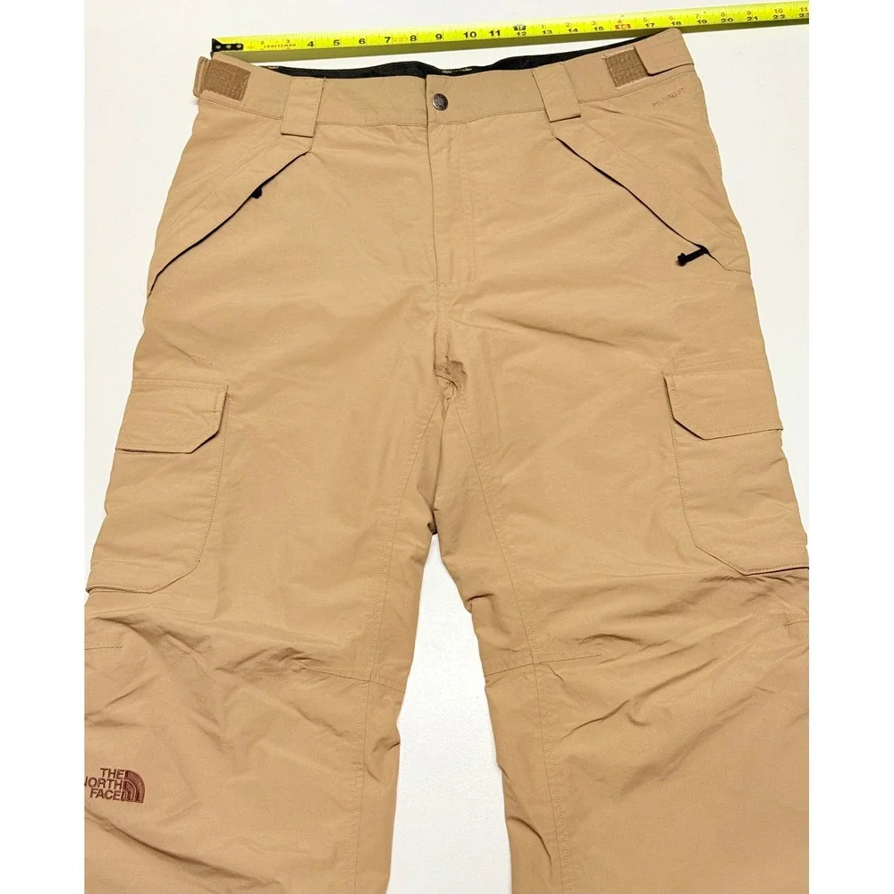 The North Face HyVent Snow Pants Mens Large Short Tan Khaki Cargo Ski Snowboard